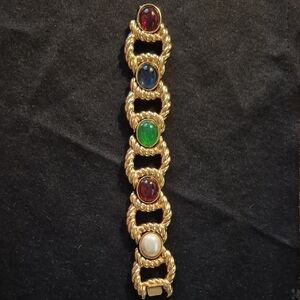 Vintage Ciner Cabochon Bracelet Twist Link